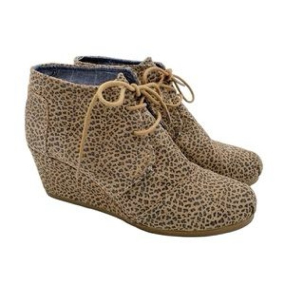 TOMS Desert Sand Cheetah Print Wedge Bootie Women’s Size 8